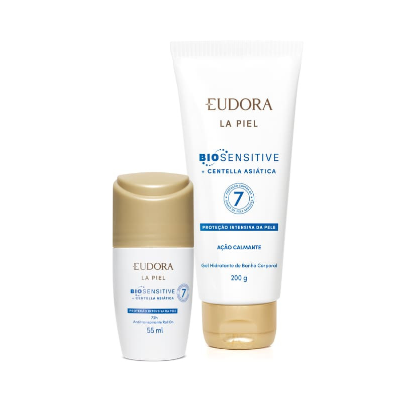 Combo La Piel Biosensitive + Centella Asiática: Gel de Banho 200g + Antitranspirante Roll-On 55m... | Eudora (BR)