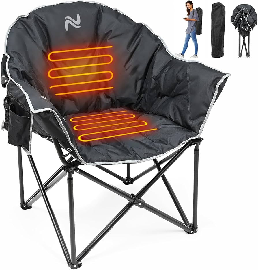 NAIZEA Heated Camping Chair, Oversized Heated Chairs with 3 Heat Levels, Portable Heated Folding ... | Amazon (US)