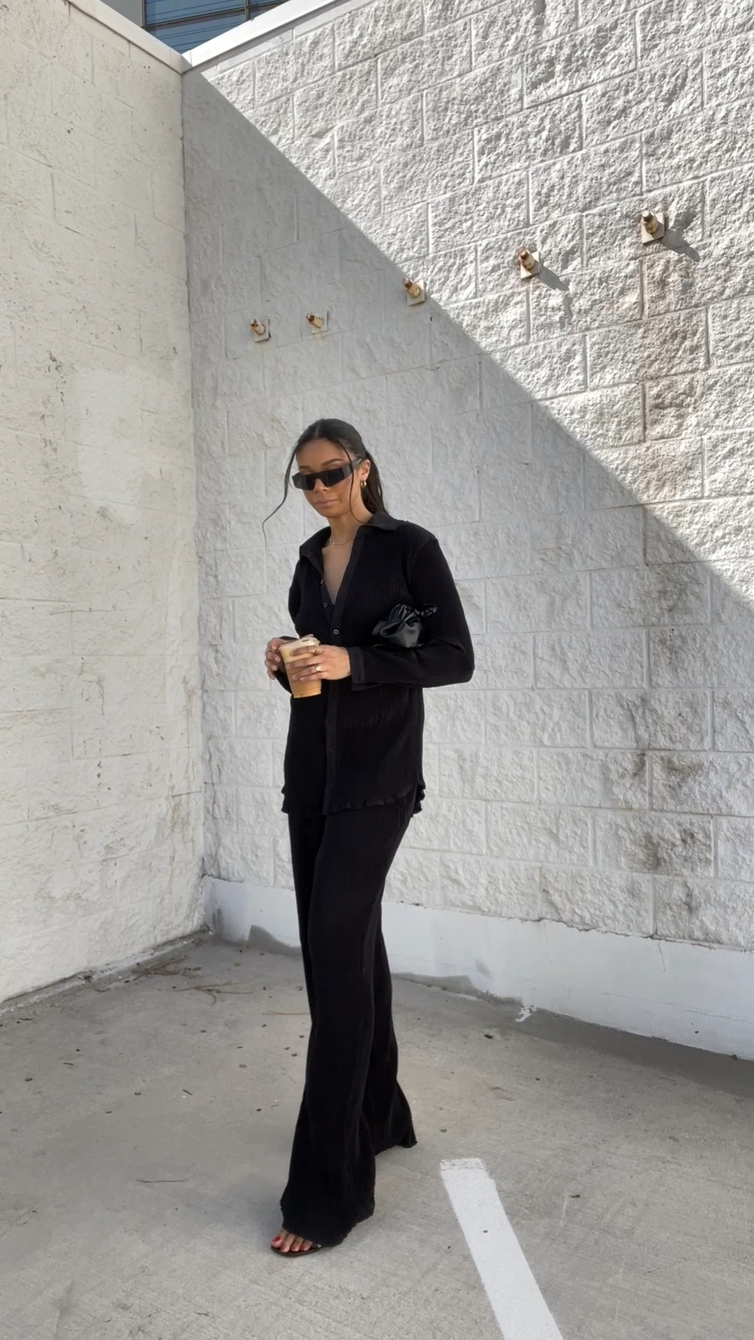 Tall black pants, black pants, Plisse, plisse pant set, plisse pants, tall fashion, matching set