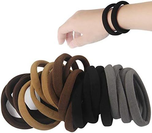 20 PCS Large Seamless soft Hair Ties Band for Thick and Curly Hair bulk | Amazon (US)