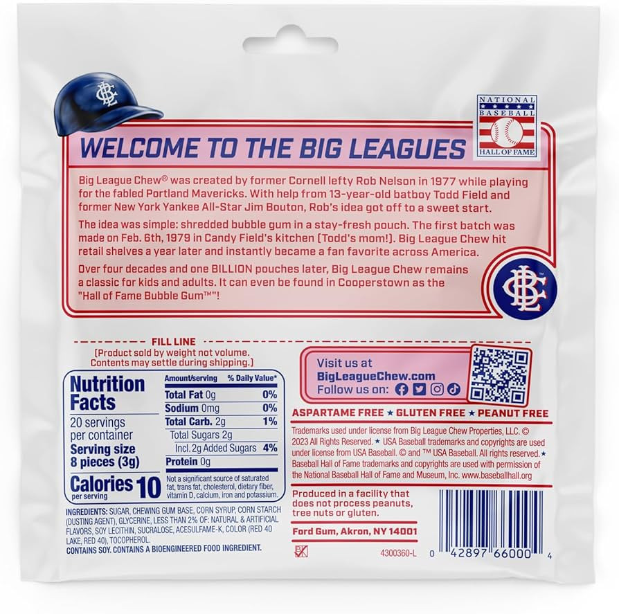 Big League Chew Outta Here Original Bubble Gum - Classic Ballpark Flavor | Perfect for Baseball G... | Amazon (US)