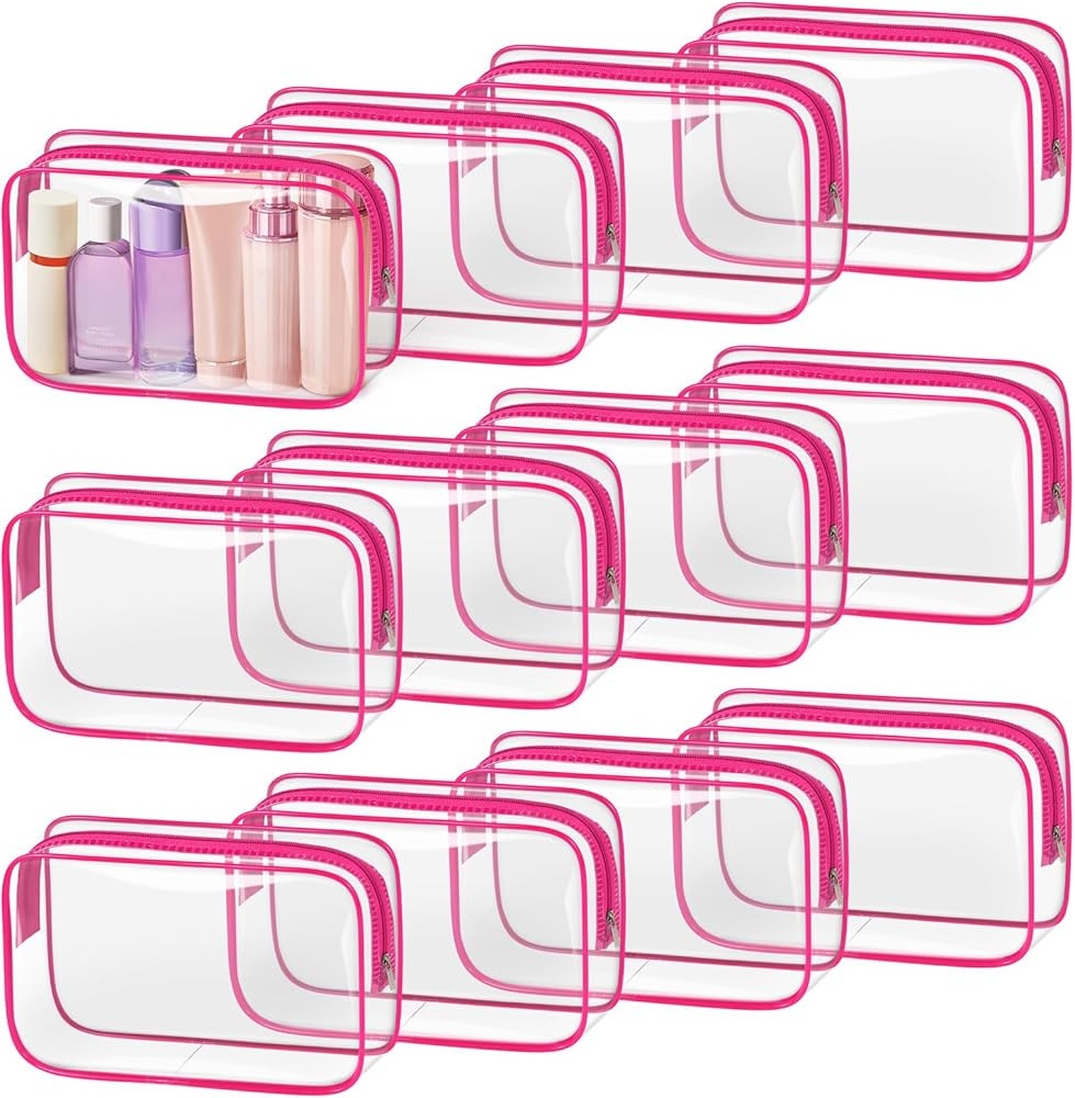 TISRATOK 12 PCS Clear Makeup Bag for Women with Zipper, TSA Approved Toiletry Pouch, Cosmetic Bag... | Amazon (US)