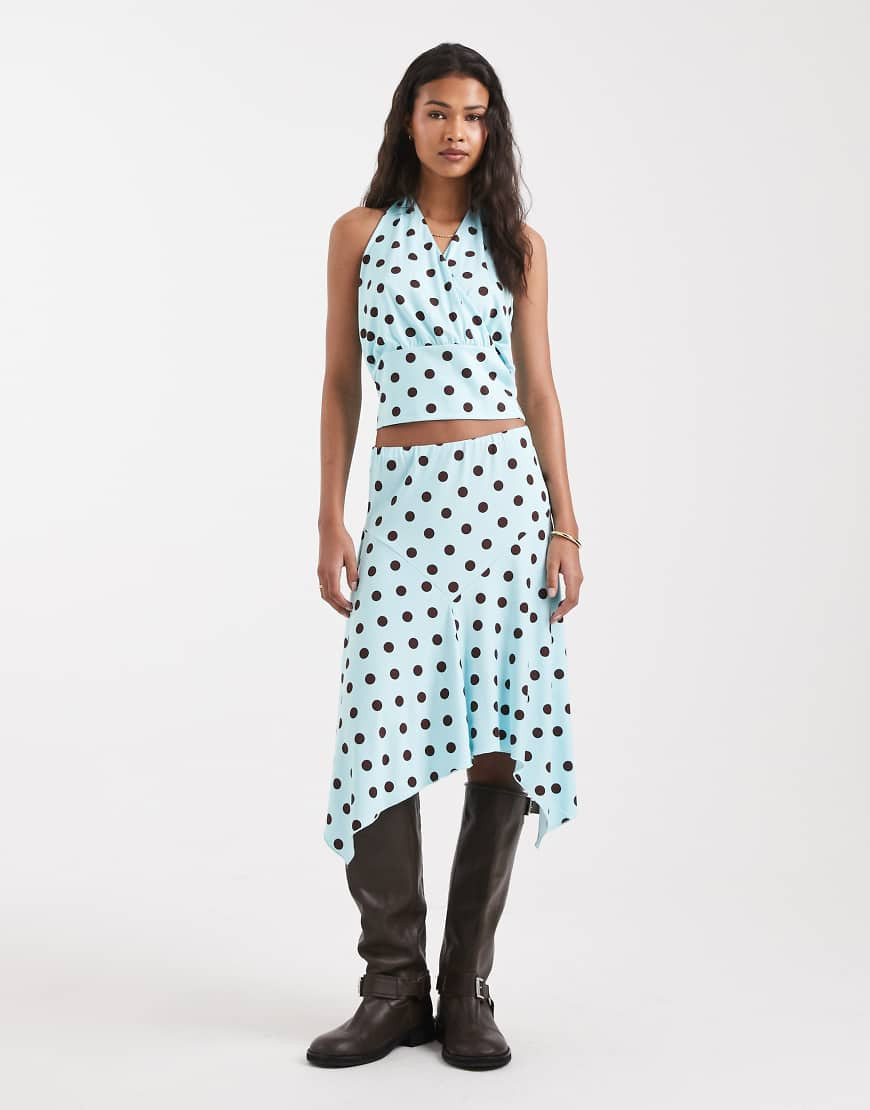 Cotton On sandy polka dot asymmetric midi skirt in polka dot co-ord-Multi | ASOS (Global)