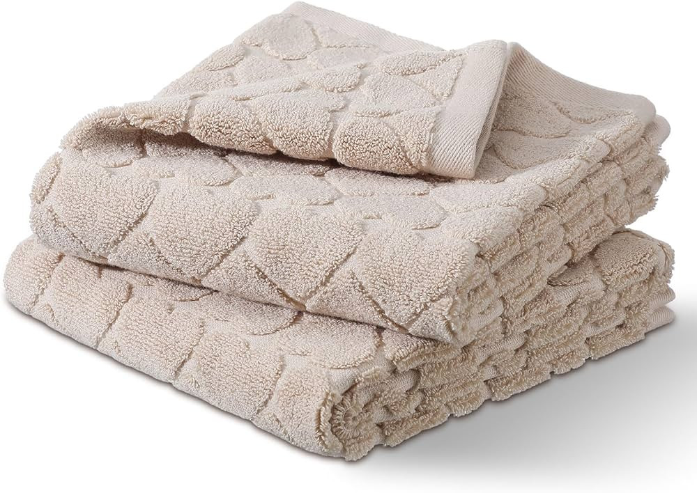 2 Pcs Valentine's Day Hand Towels, 13 x 29 Inch Beige Heart Embossed Towels for Valentines Annive... | Amazon (US)
