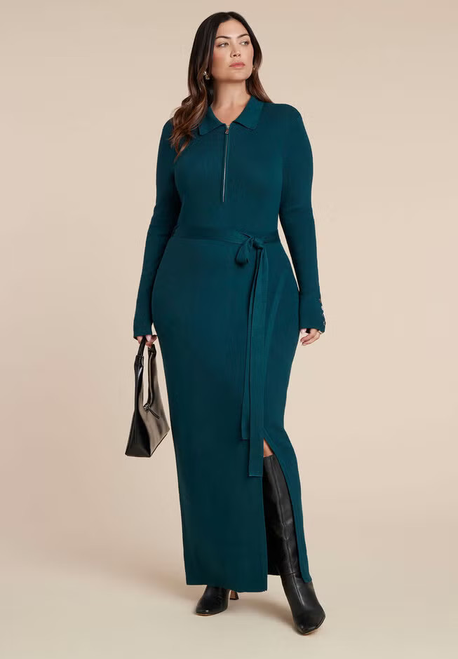 Zipper & Tie Sweater Dress | Eloquii