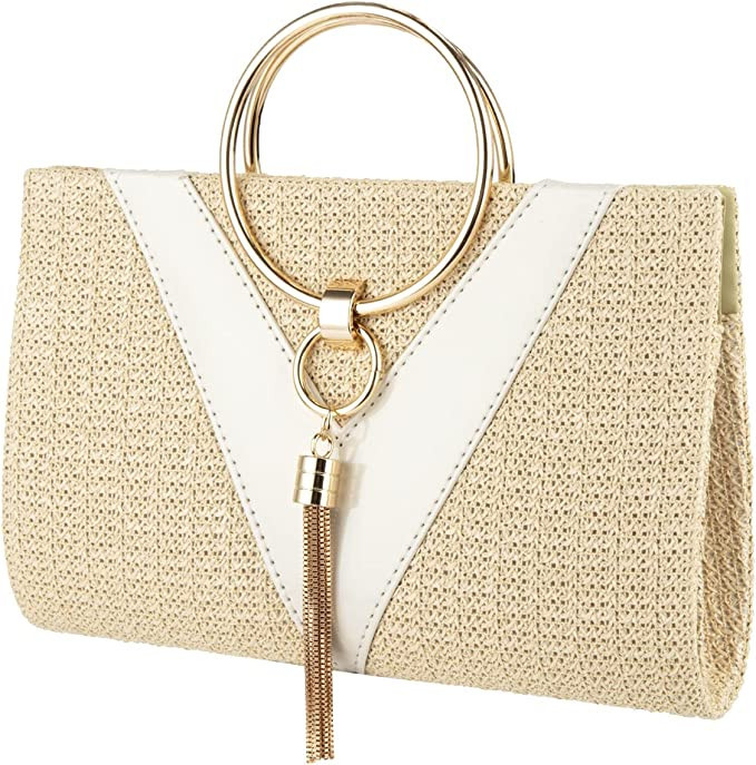 Gripit Straw Handbags for Women Boho Woven Bride Beach Bag with Tassel for Bride Tote Bag Ladies ... | Amazon (US)