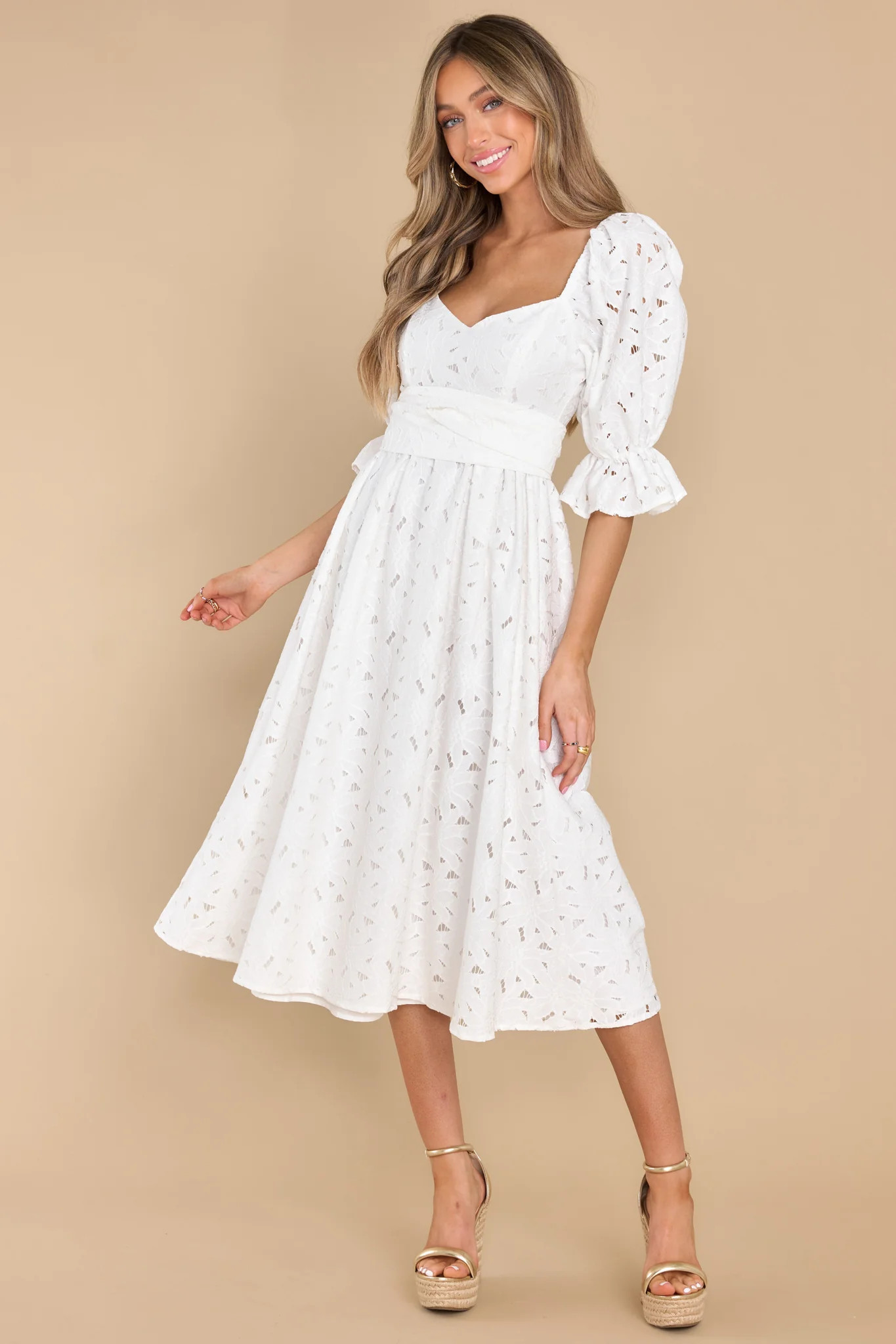 A First Impression Ivory Midi Dress | Red Dress 