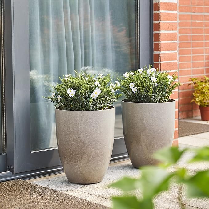 Glitzhome 16.75" H Tall Planters for Outdoor Plants, Oversized Planter, Large Flower Pots with Dr... | Amazon (US)