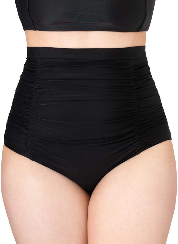 SHAPERMINT Women Ruched High Waisted Bikini Bottom Swimsuit, Tummy Control Full Coverage Swimwear... | Amazon (US)