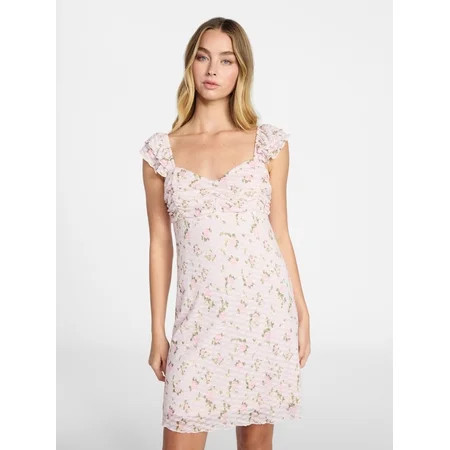 No Boundaries Double Ruffle Ruched Mini Dress Women s XXS-XXL | Walmart (US)
