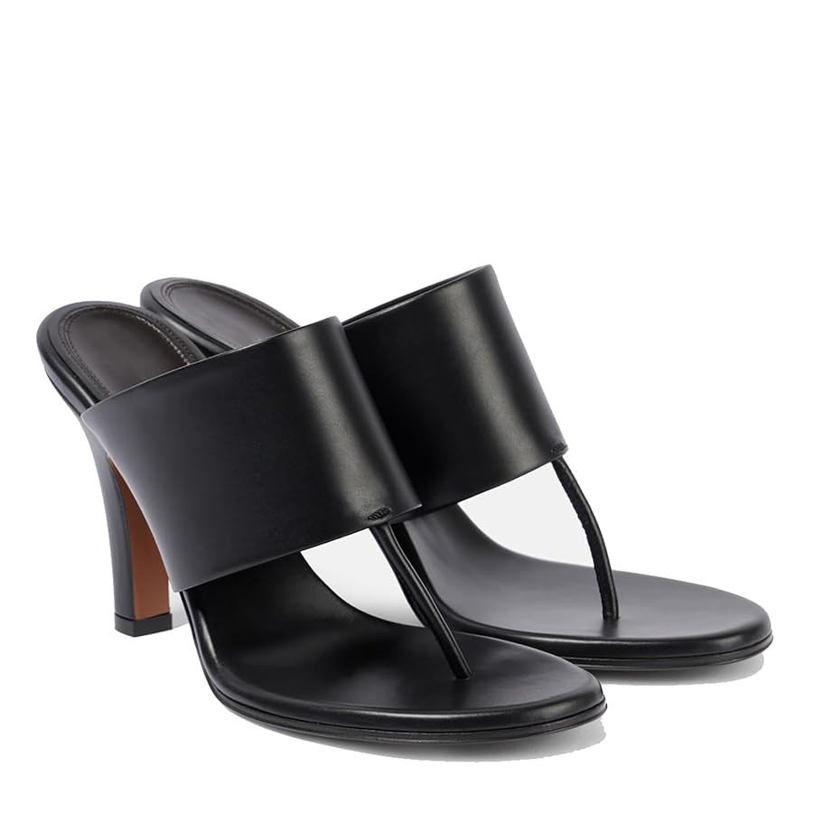 Women's Thong High Heeled Sandals Slip on Stiletto Flip Flop Mules Leather Open Round Toe Fashion... | Amazon (US)