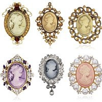 Vintage Gothic Crystal Rhinestones Cameo Head Brooches For Women Queen's Cameo Beauty Head Brooch Pins Clothing Accessories Gift | AliExpress (US)