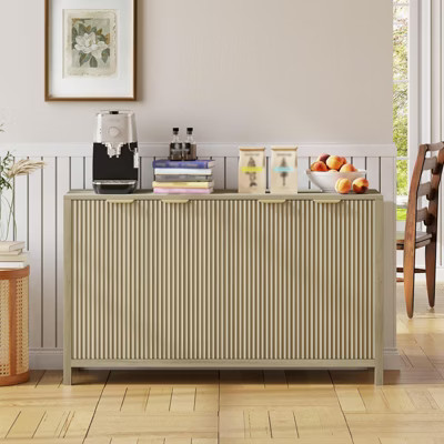 55 Inch Fluted Buffet Cabinet, Large Sideboard Modern Credenza with 4 Doors, Adjustable Shelves, Console Table for Living Room Kitchen Entryway | Target