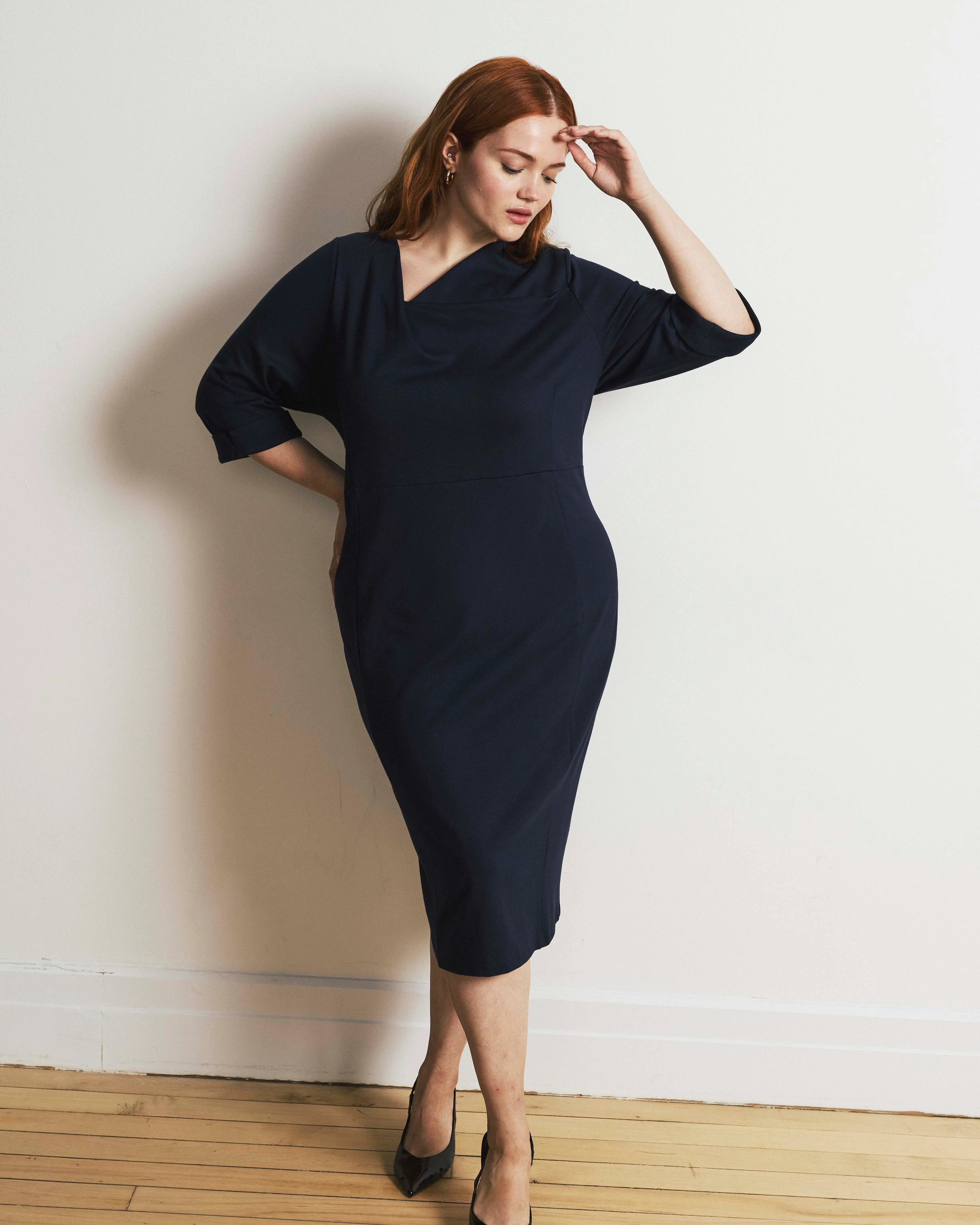 Lando Sculpted Ponte Dress - Navy | Universal Standard