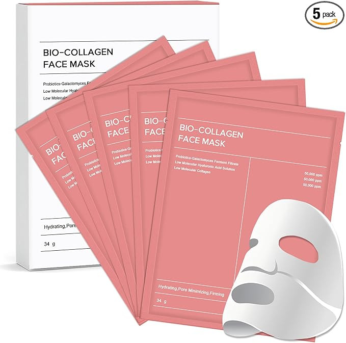 Bio Collagen Face Mask, Overnight Hydrogel Masks, Real Deep Collagen Mask for Glass Skin, Pore Mi... | Amazon (UK)