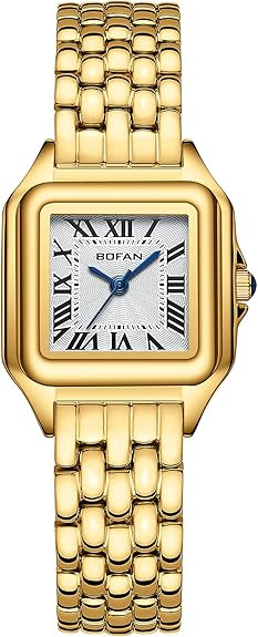 BOFAN Small Gold Watches for Women Easy Reader Ladies Quartz Wrist Watch with Stainless Steel Ban... | Amazon (US)