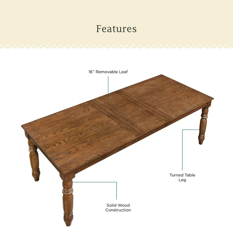 Pioneer Woman Harper Extendable Wood Dining Table, Homestead Brown | Walmart (US)