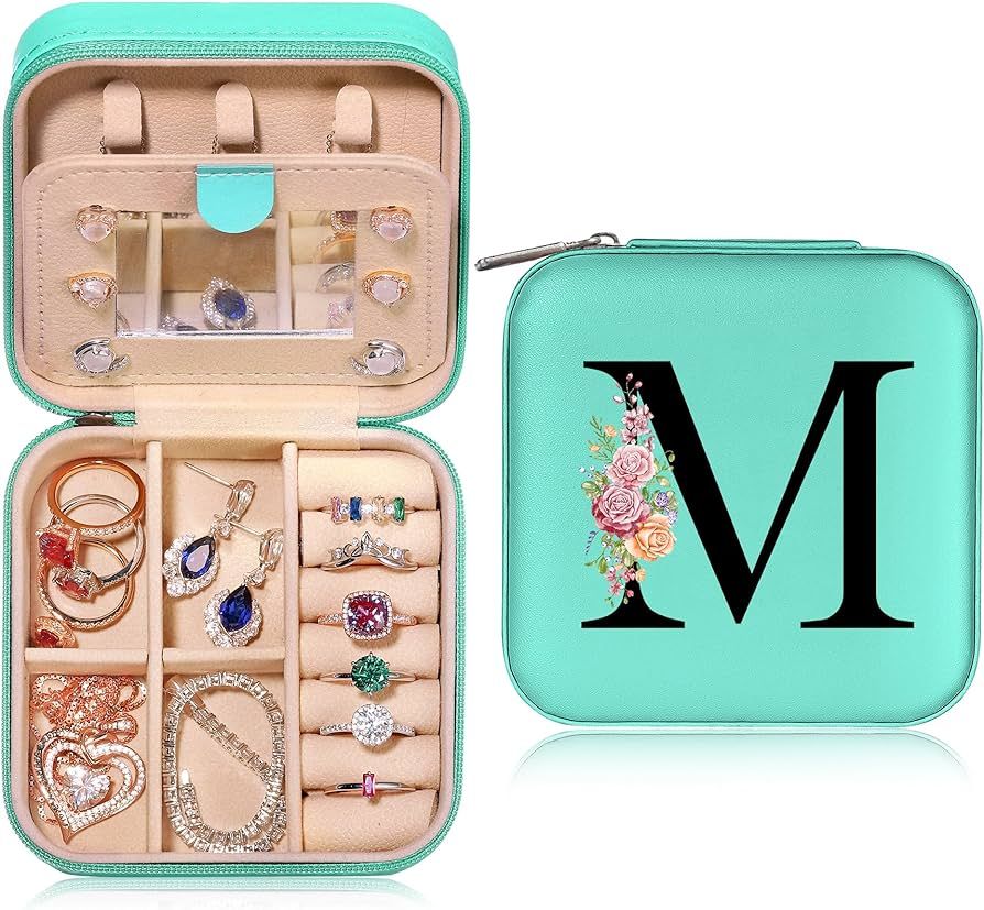 Parima Travel Jewelry Case Jewelry Box - Personalized Initial Jewelry Case Organizer Jewelry Boxe... | Amazon (US)