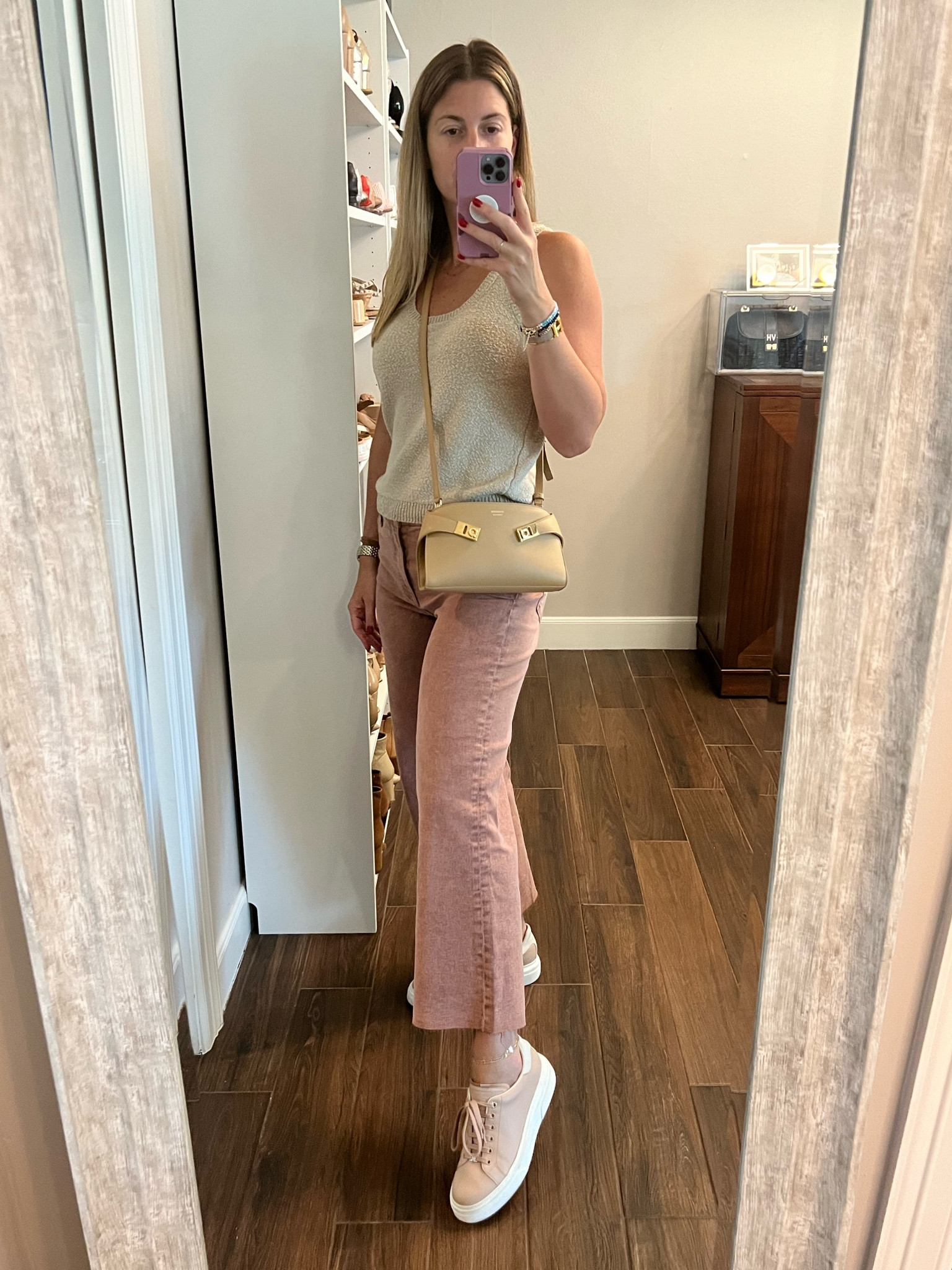 This sleeveless knit top is great on is own or layered under a jacket. Plus the light neutral shade is easy to mix and match. 

Runs TTS. Wearing a size S.
Jeans are so comfy and such a fun color! Run TTS. Wearing size 28.

#LTKSeasonal #LTKItBag #LTKOver40