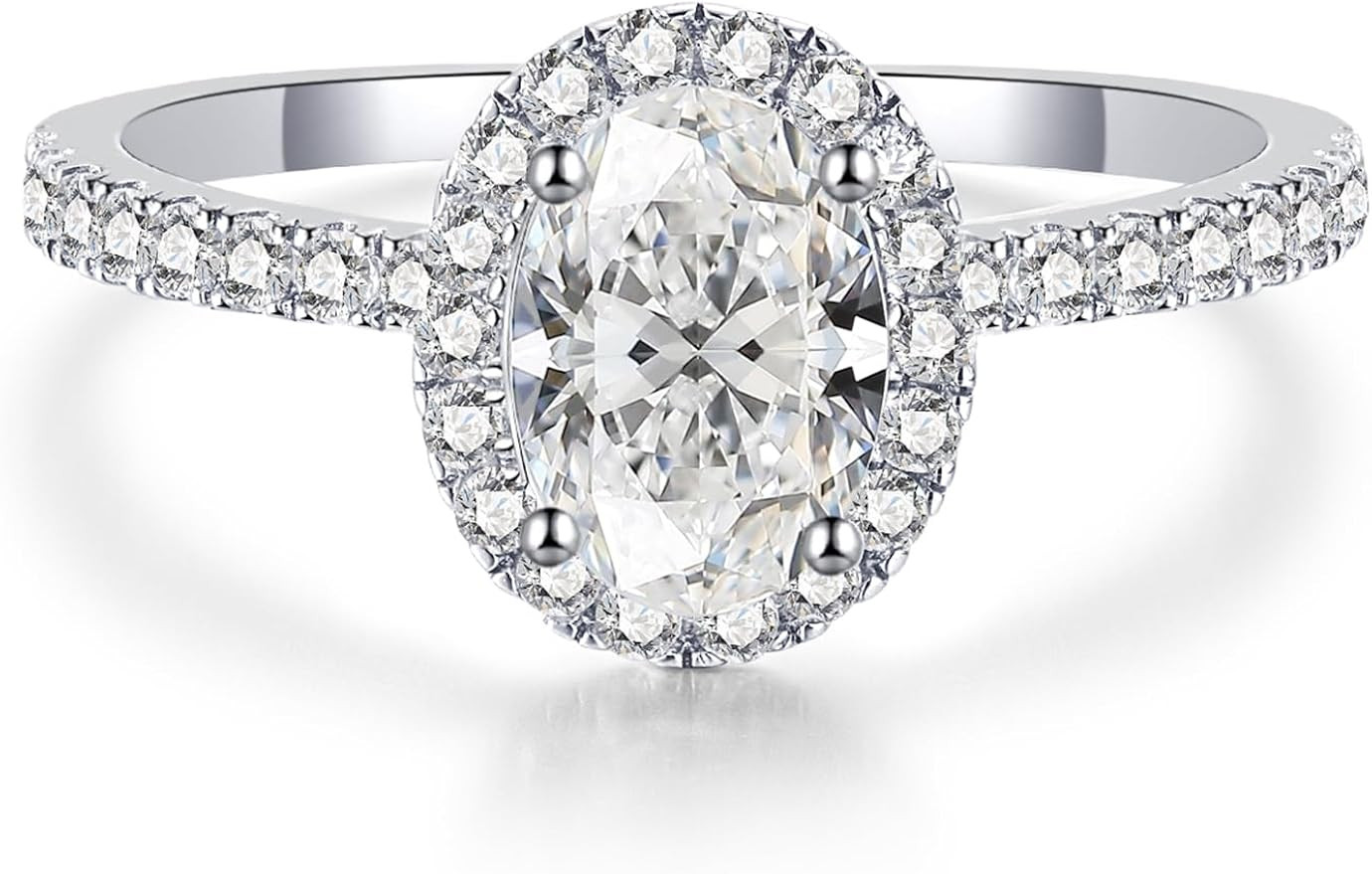Oivley 1.5CT Oval Halo Engagement Rings for Women, Women's Engagement Rings 925 Sterling Silver R... | Amazon (US)