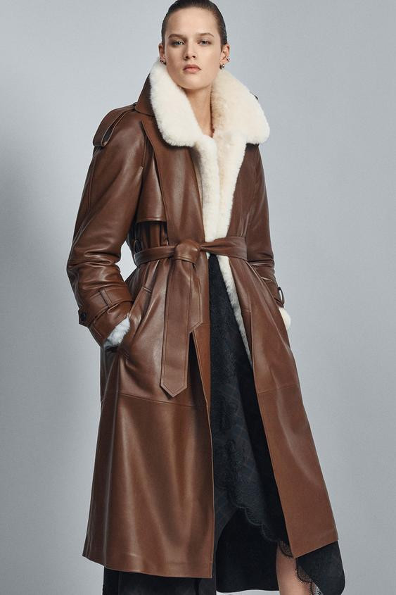 100% LEATHER LONG TRENCH COAT ZW COLLECTION LIMITED EDITION | Zara UK