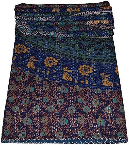 MAVISS HOMES Indian Handmade Floral Printed Queen Kantha Quilt | Traditional Print | Pure Cotton ... | Amazon (US)
