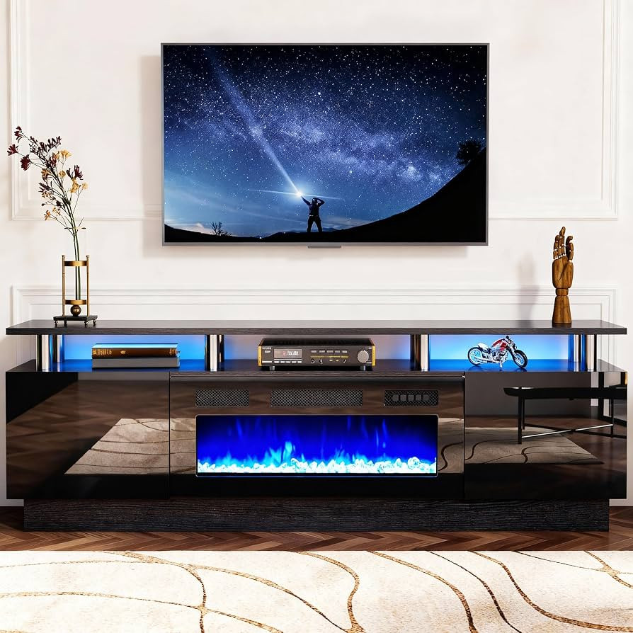oneinmil Modern Fireplace TV Stand with 36" Electric Fireplace for TVs Up to 80 inch, LED Light E... | Amazon (US)