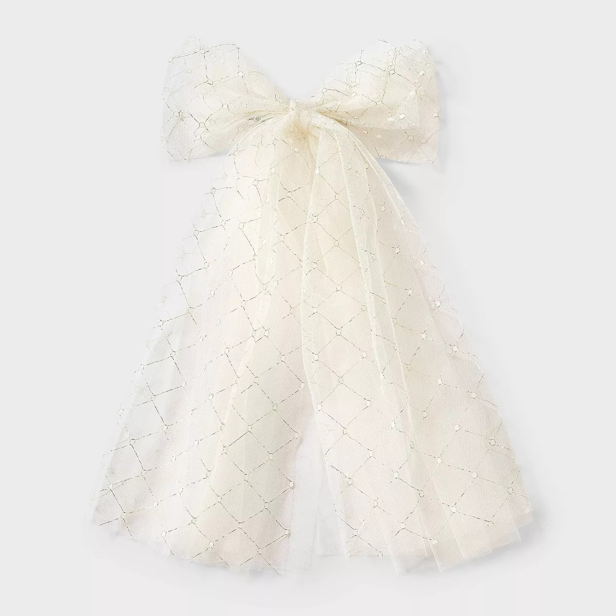 Tulle Diamond Grid Bow Barrette - A New Day\u2122 Ivory | Target