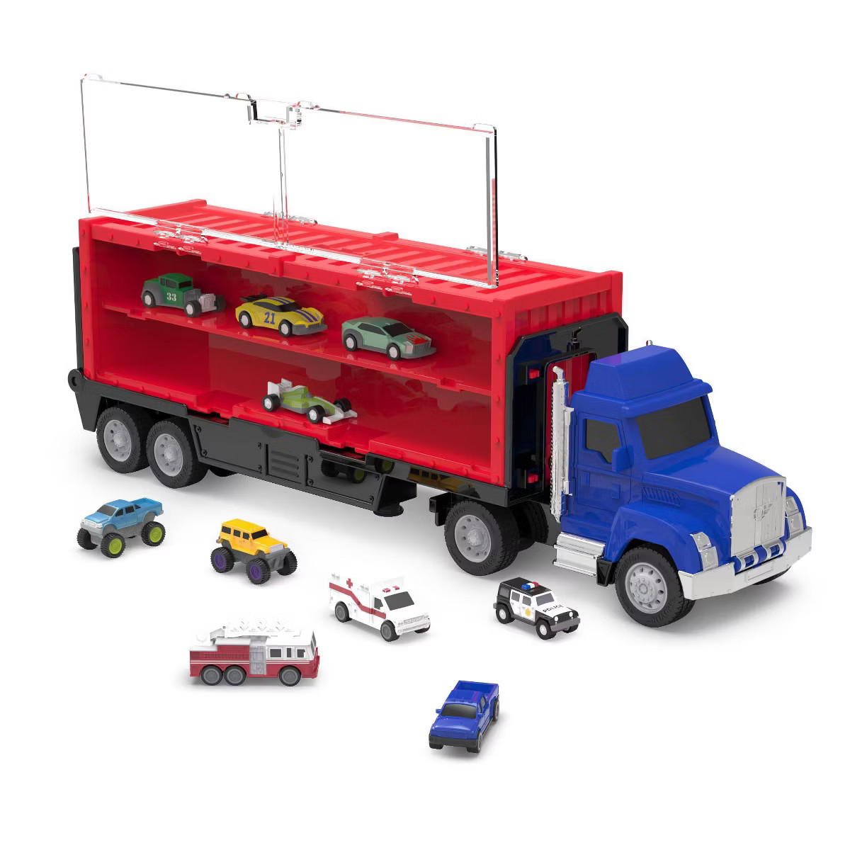 DRIVEN by Battat Pocket Car Carrier Truck with 10 Cars | Target