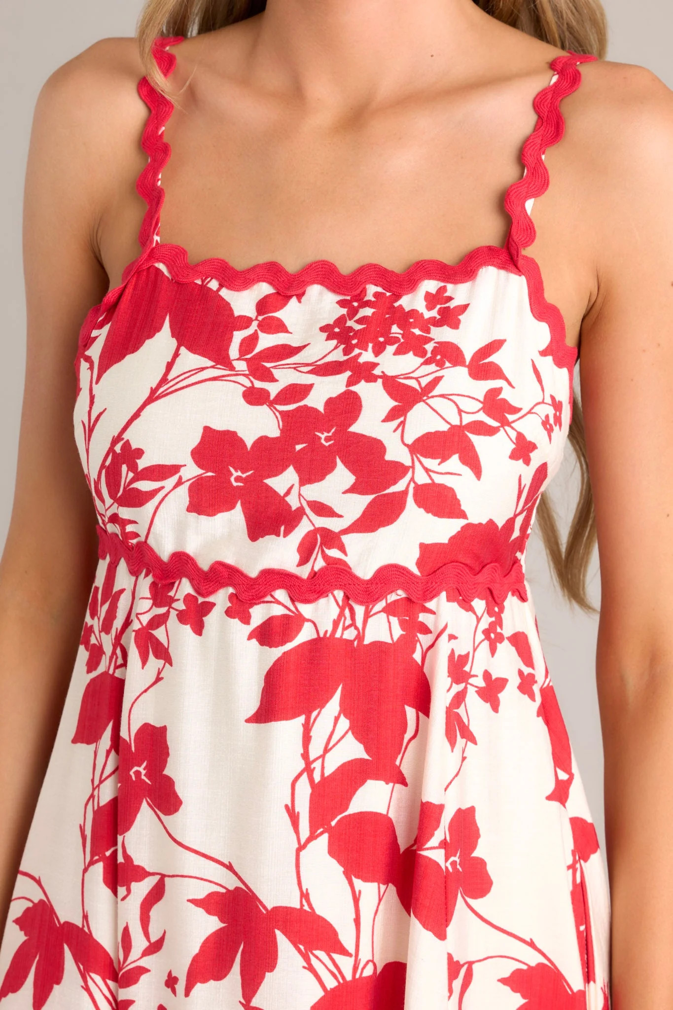 Cherry Blossom Bliss Red Floral Midi Dress | Red Dress