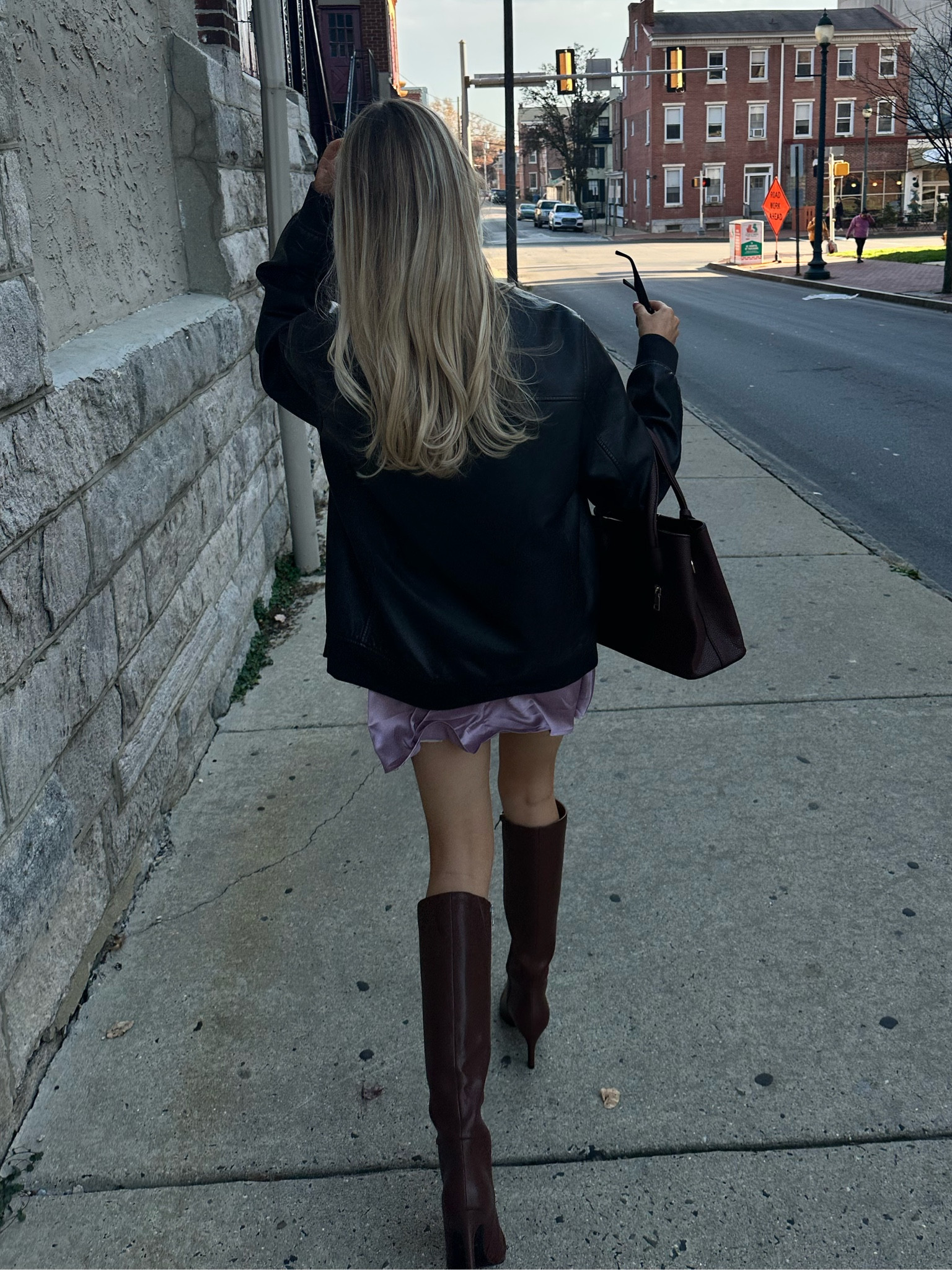 Boots for fall, below the knee brown leather boots, boots to wear with skirts, fall boots to pair with skirt, low heel leather boots, brown low heel leather point toe boots, knee high point toe boots, satin skirt, fall satin skirt, mini skirt for fall, autumn mini skirt, burgundy handbag, fall faux leather handbag 👛🍠🍂🖤

#LTKHolidaySale #LTKHoliday #LTKGiftGuide