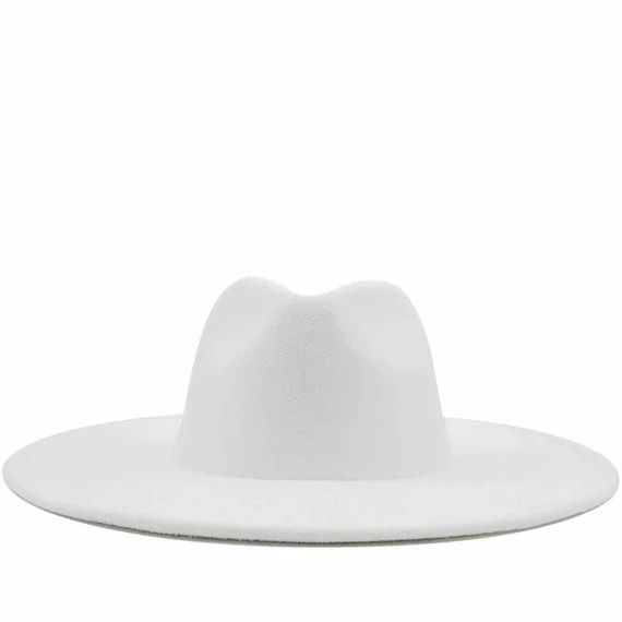 White XL Fedora Hat, 9.5CM Wide Brim Fedora Hats For Women, Over size Hat, Black, Brown, Khaki, G... | Etsy (US)