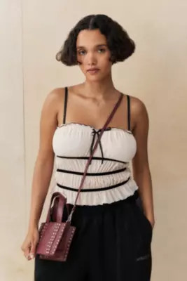 UO Studded Leather Crossbody Bag - Maroon at Urban Outfitters | Urban Outfitters UK