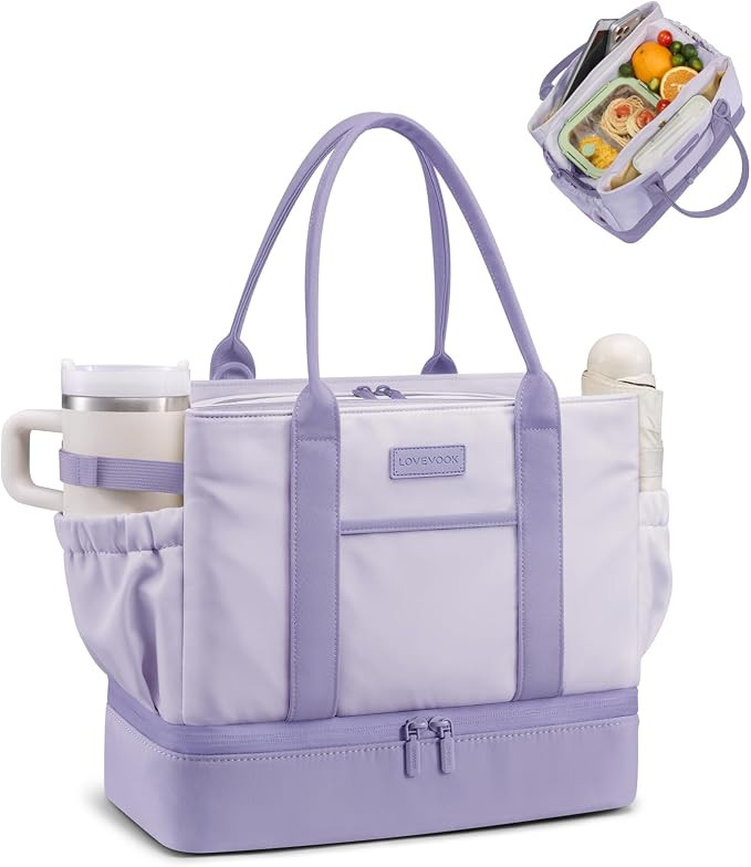 LOVEVOOK Insulated Lunch Bag Women with Triple Compartments & Bottle Holder | Amazon (US)