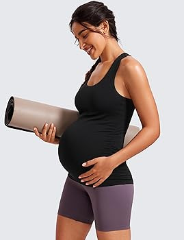 CRZ YOGA Butterluxe Womens Racerback Maternity Tank Tops Ruched Sleeveless Pregnancy Yoga Tee wit... | Amazon (US)