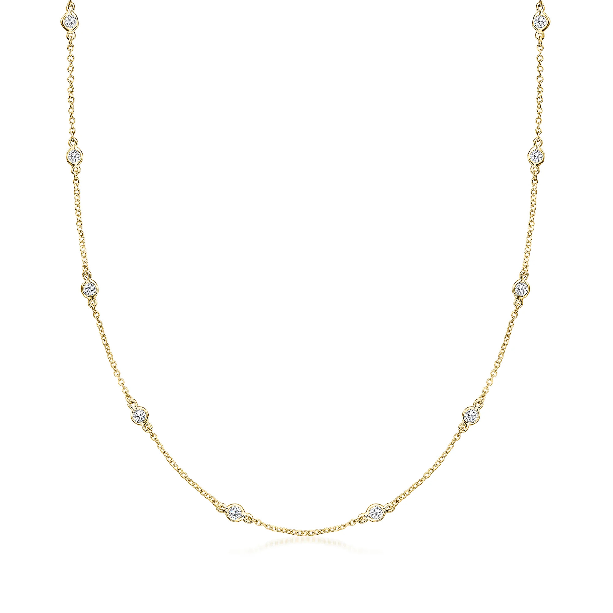 1.00 ct. t.w. Bezel-Set CZ Station Necklace in 18kt Gold Over Sterling | Ross-Simons