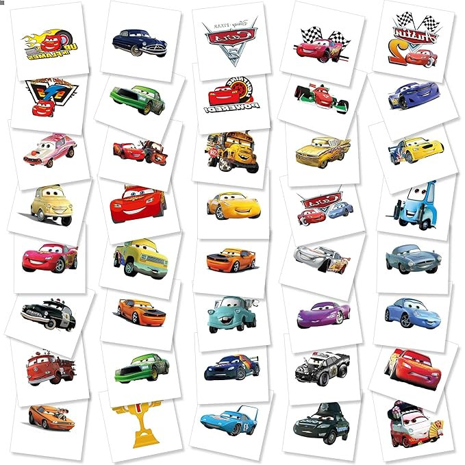 40 Pcs Lightning Cars Party Favor Tattoo Stickers, Racing Cars Party Supplies Waterproof Tattoo S... | Amazon (US)