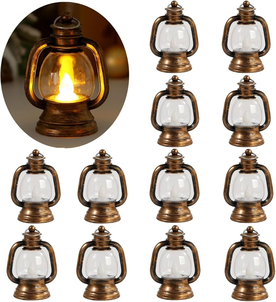 12 Pcs Mini Lanterns Decorative with LED Candle for Western Cowboy Xmas Home Decor Small Hanging ... | Amazon (CA)