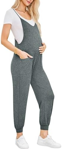 FABRACK Women's Maternity Jumpsuits Loose Adjustable Spaghetti Strap Jogger Overalls Outfits Preg... | Amazon (US)