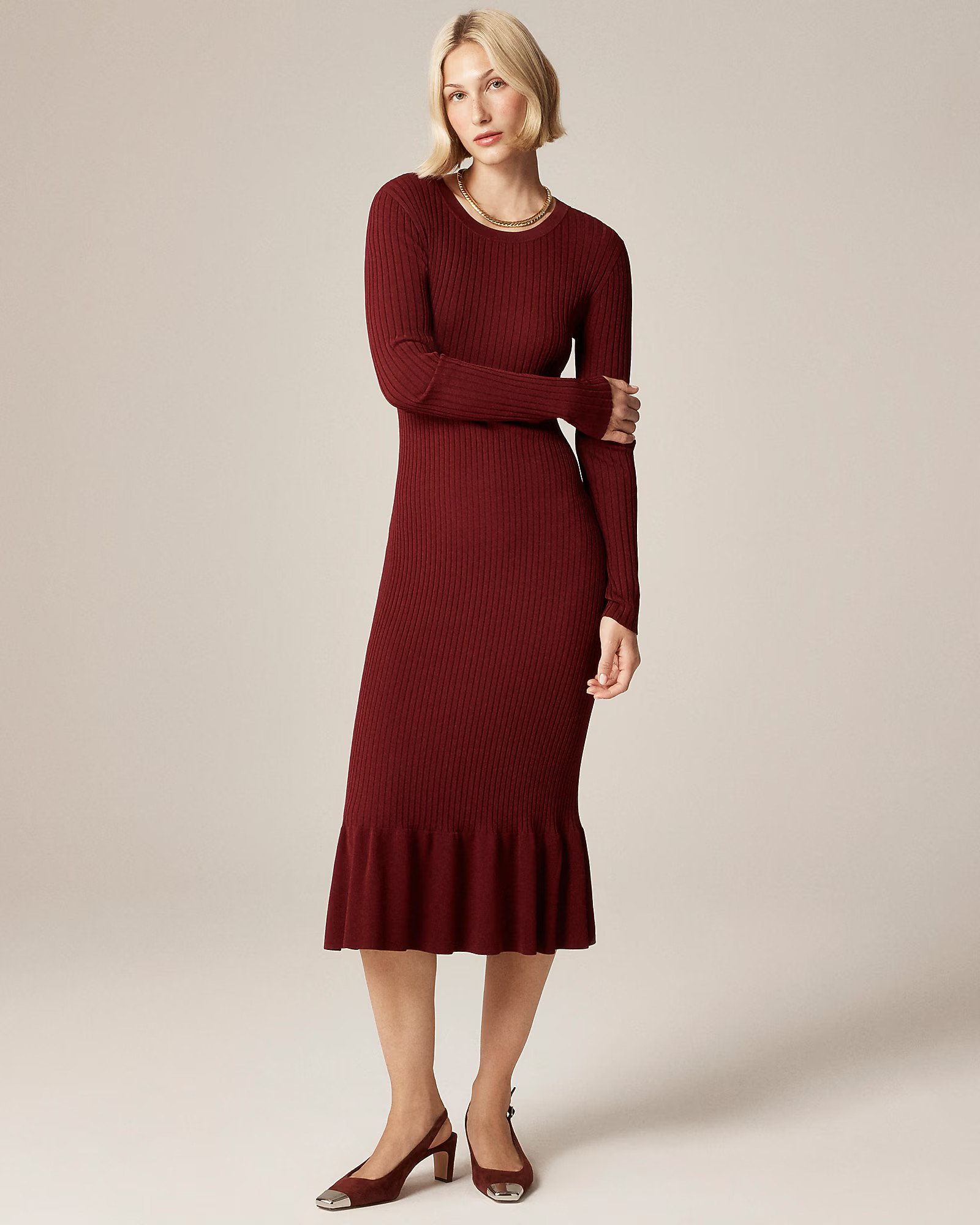 Super-stretch ruffle sweater-dress | J. Crew US