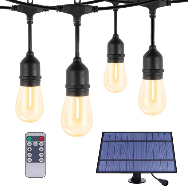 35FT Solar outdoor String Light with Remote Control, Patio Light for Backyard Garden Patio Gazebo... | Walmart (US)