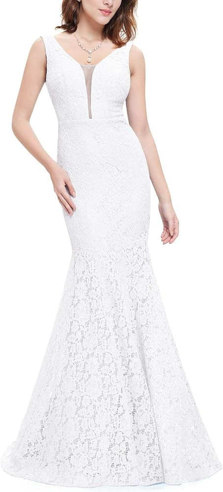 Ever-Pretty Womens Sexy V-Neck Romantic Maxi Lace Evening Prom Dress 08838-USA | Amazon (US)