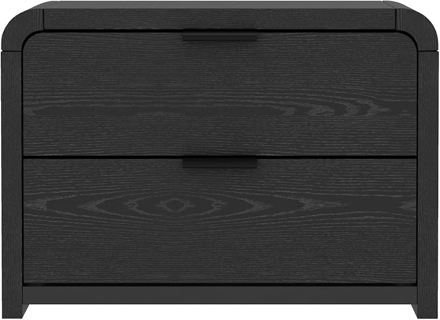 Manhattan Comfort Grace Modern Rounded Nightstand with 2 Drawers and Metal Handles, Minimalist En... | Amazon (US)