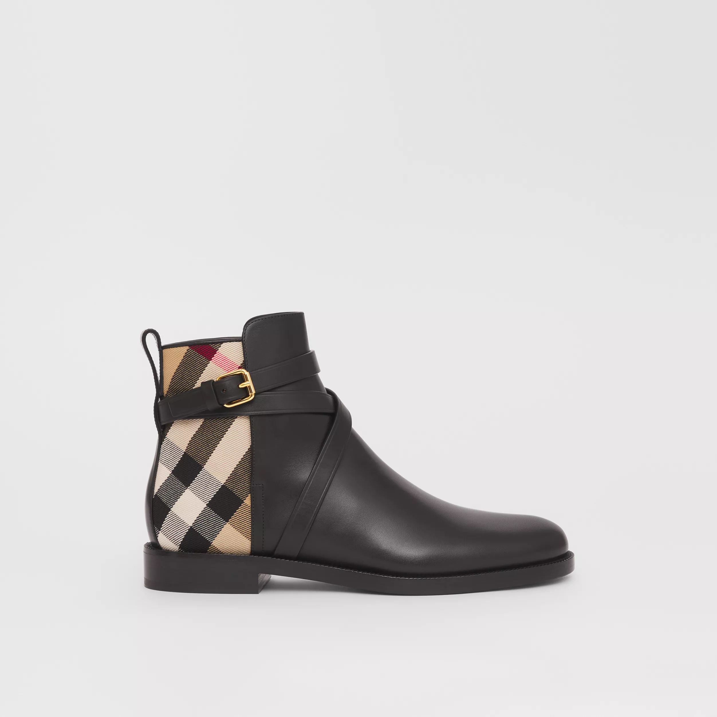 House Check and Leather Ankle Boots | Burberry (US)