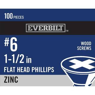 #6 x 1-1/2 in. Phillips Flat Head Zinc Plated Wood Screw (100-Pack) | The Home Depot
