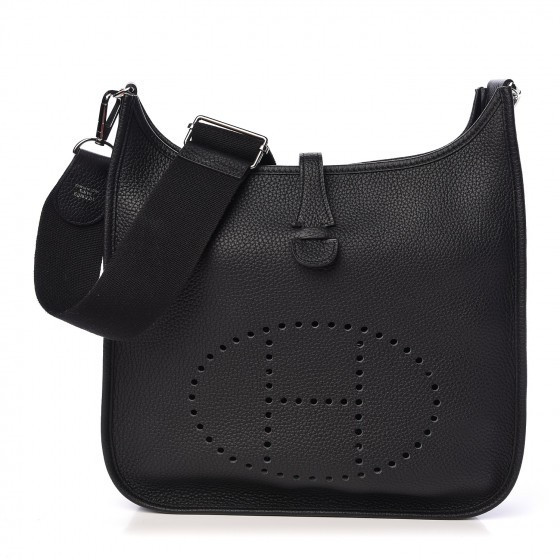 HERMES Taurillon Clemence Evelyne III PM Black | Fashionphile