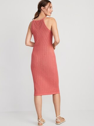 Fitted Sleeveless Chevron-Knit Midi Sweater Dress for Women | Old Navy (US)