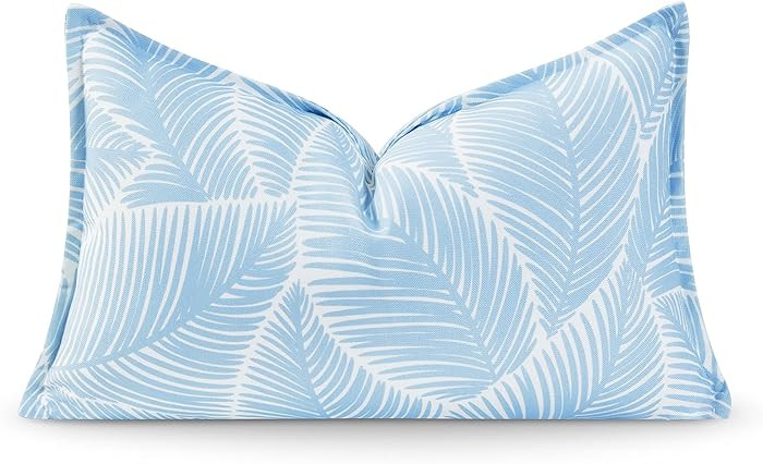 Hofdeco Premium Coastal Hampton Style Patio Indoor Outdoor Lumbar Pillow Cover Only, 12"x20" Wate... | Amazon (US)