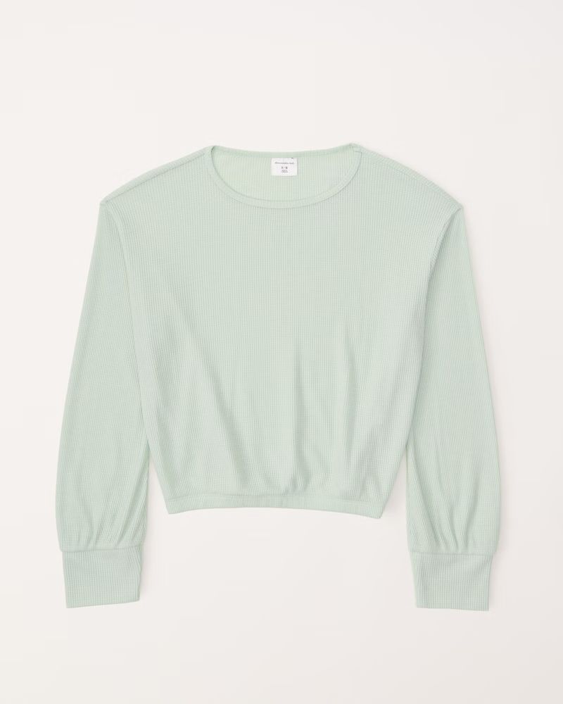 long-sleeve waffle cinched hem tee | Abercrombie & Fitch (US)