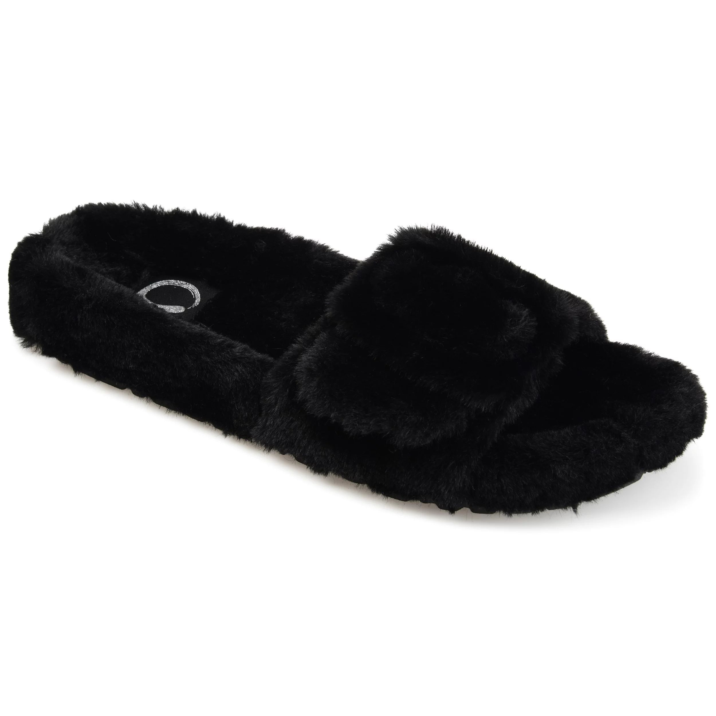 Brinley Co. Womens Open Toe Faux Fur Slipper | Walmart (US)